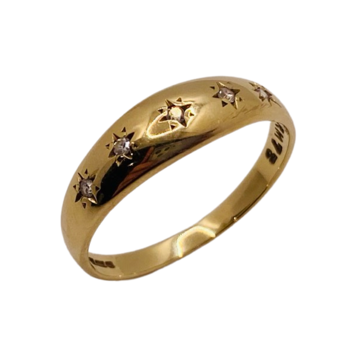 9ct Gold Five Diamond Starburst Band Ring