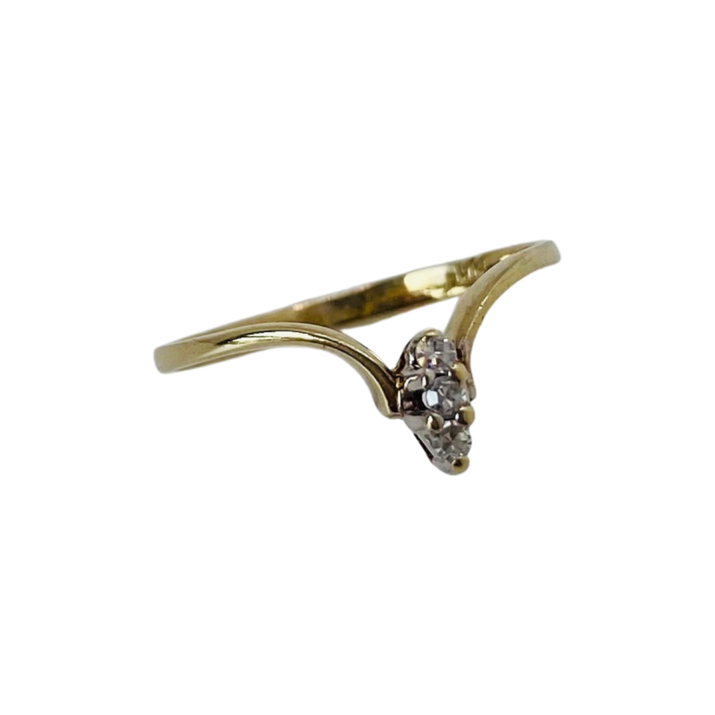 9ct Gold 3 Diamond Wishbone Ring