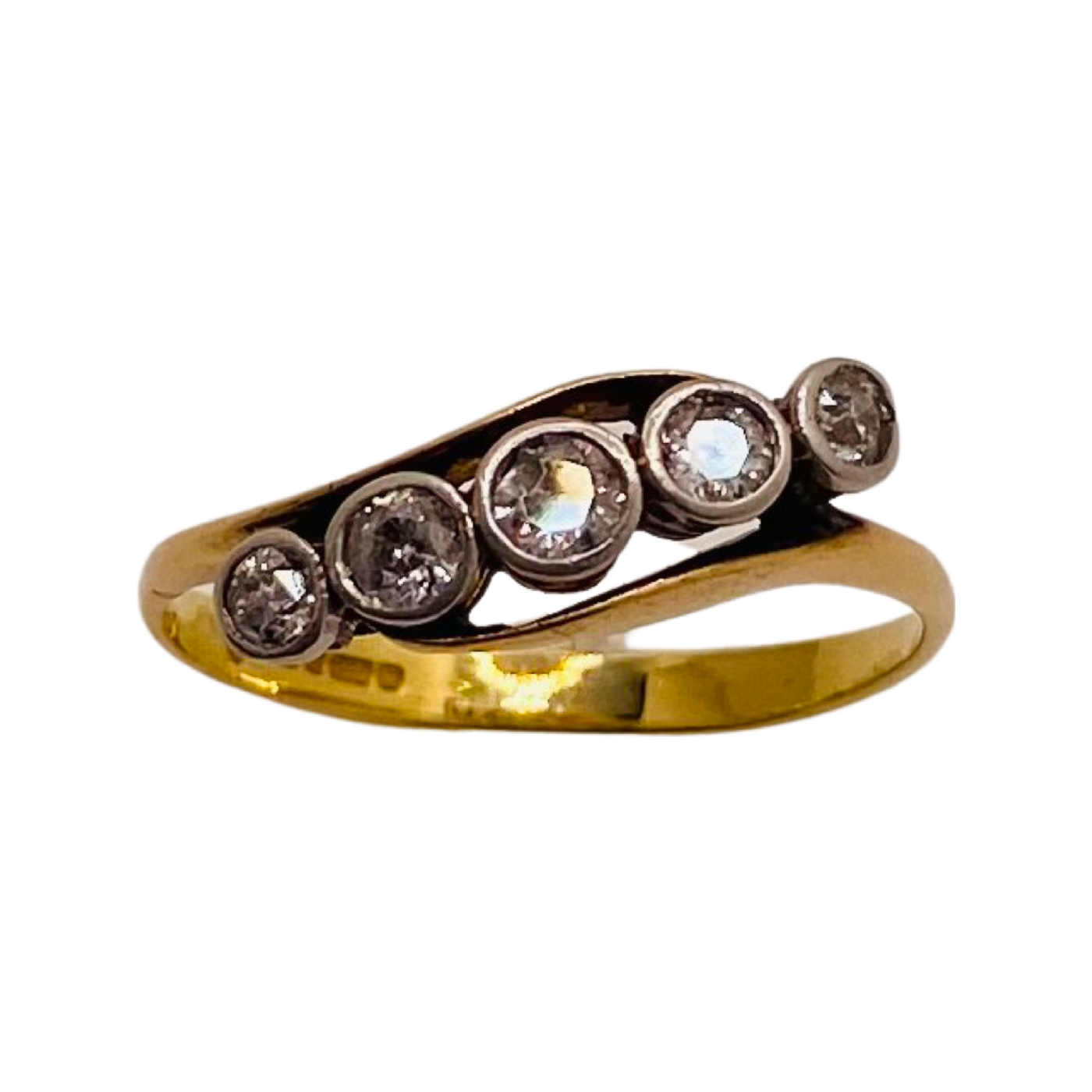 18ct Gold Art Deco Multi Diamond Twist Ring