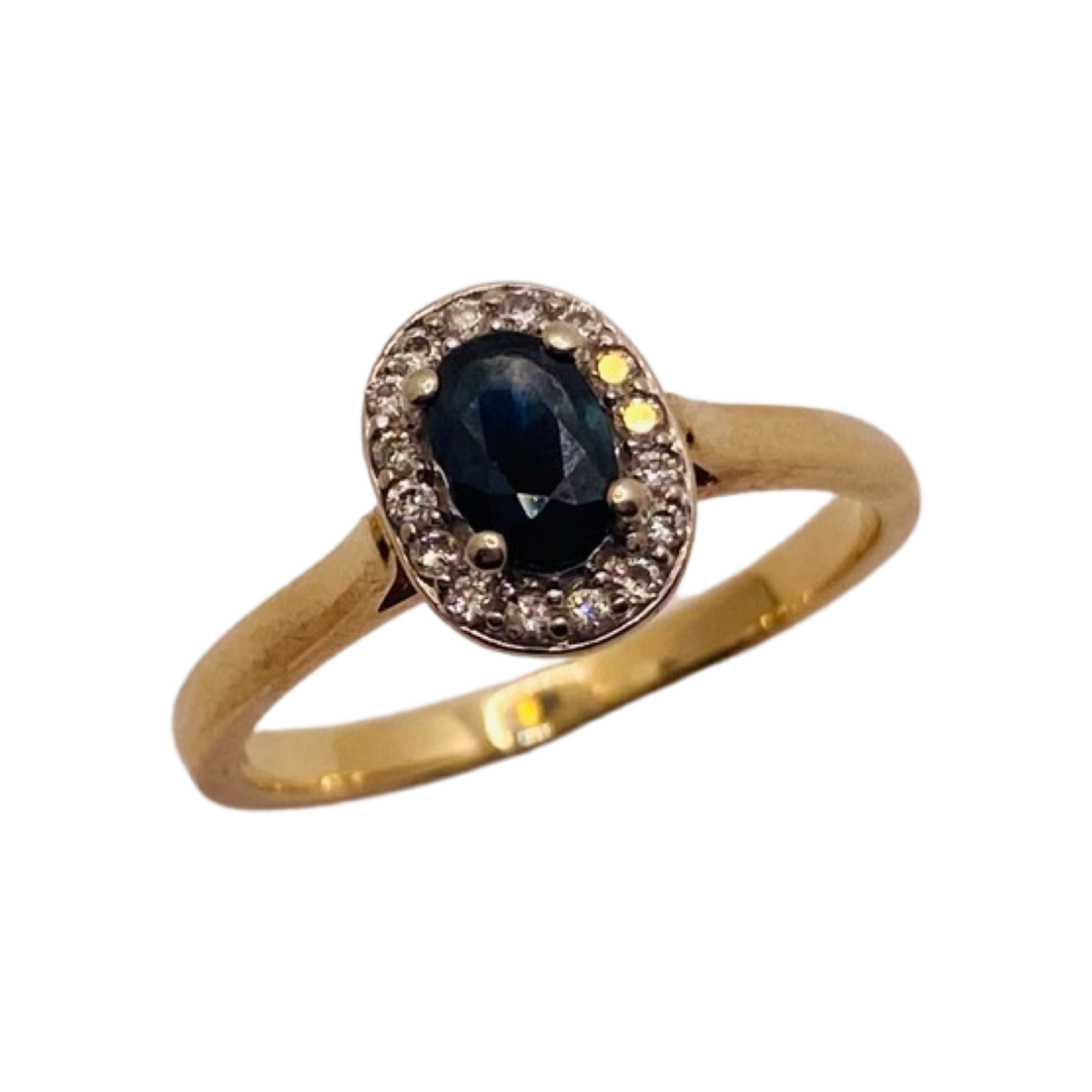 9ct Gold Oval Sapphire & Diamond Ring