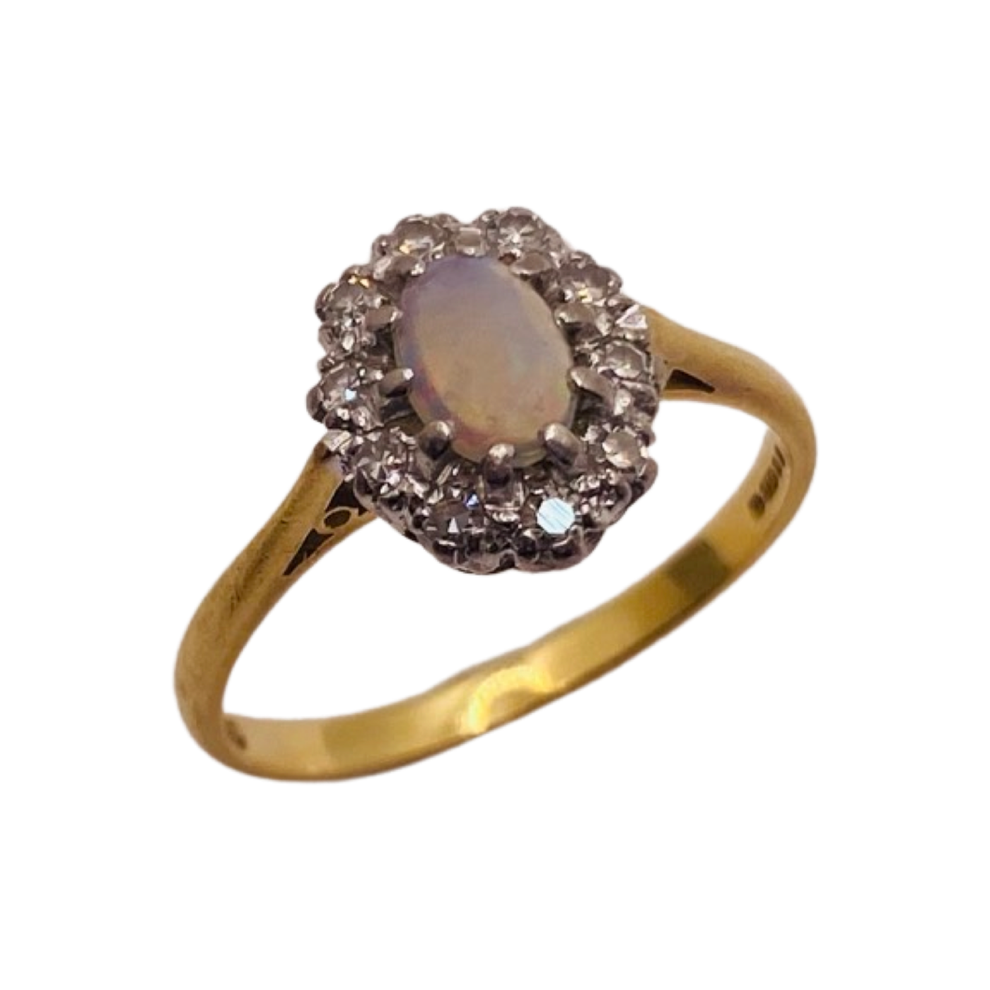 18ct Gold Opal & Diamond Cluster Ring