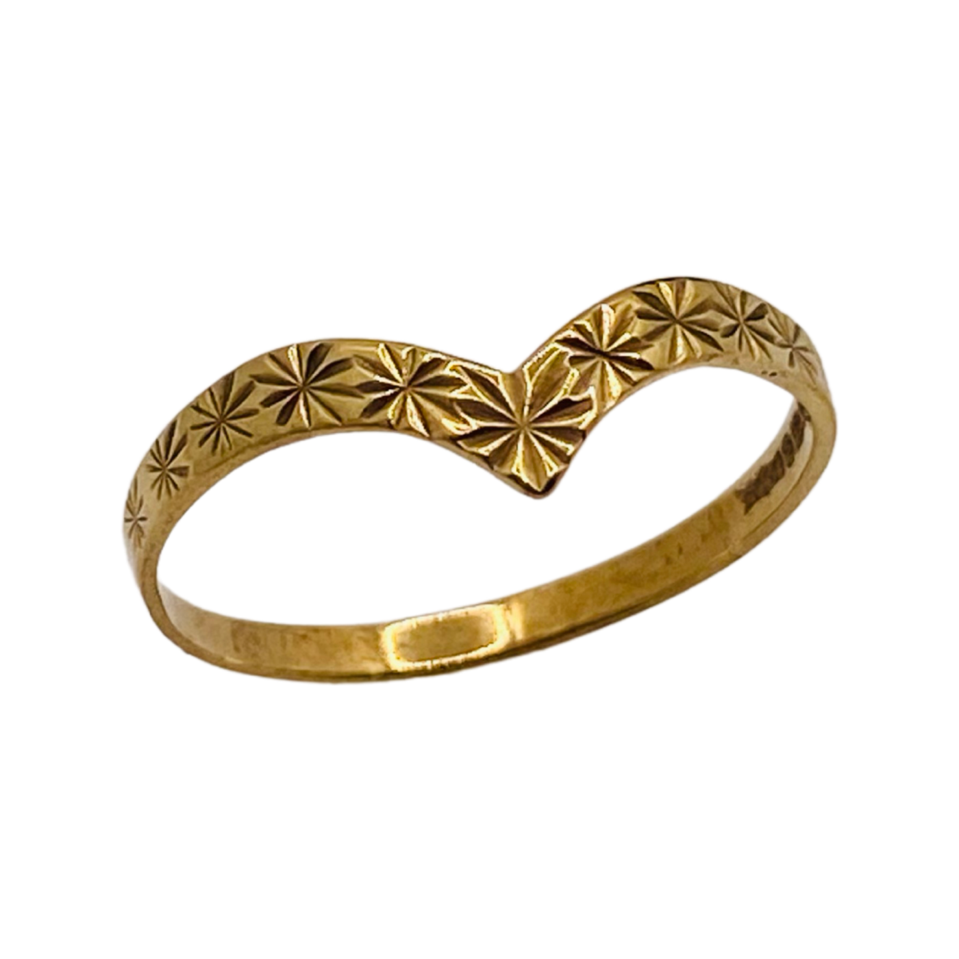 9ct Gold Starburst Wishbone Ring