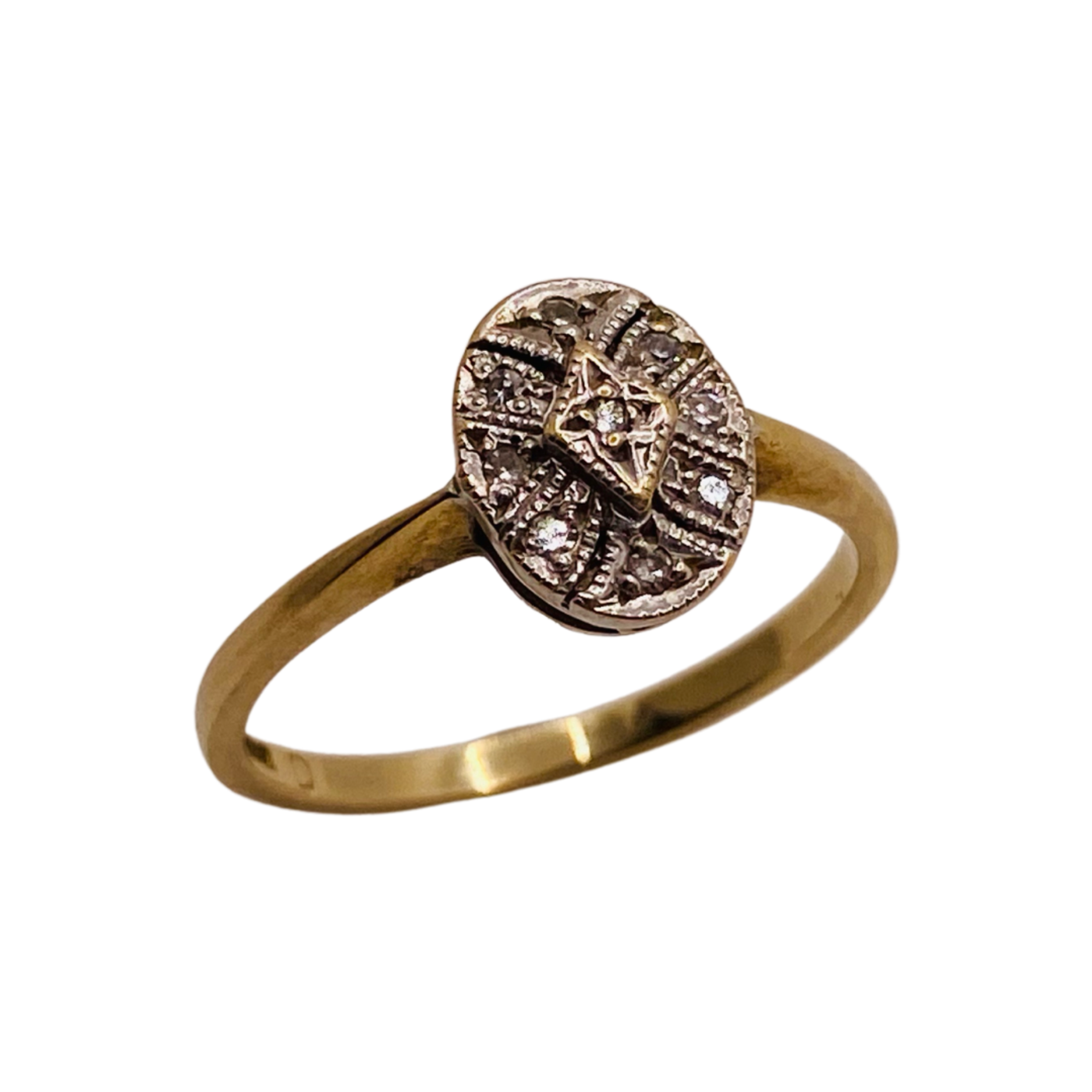 9ct Gold Art Deco Intricate Multi Diamond Ring