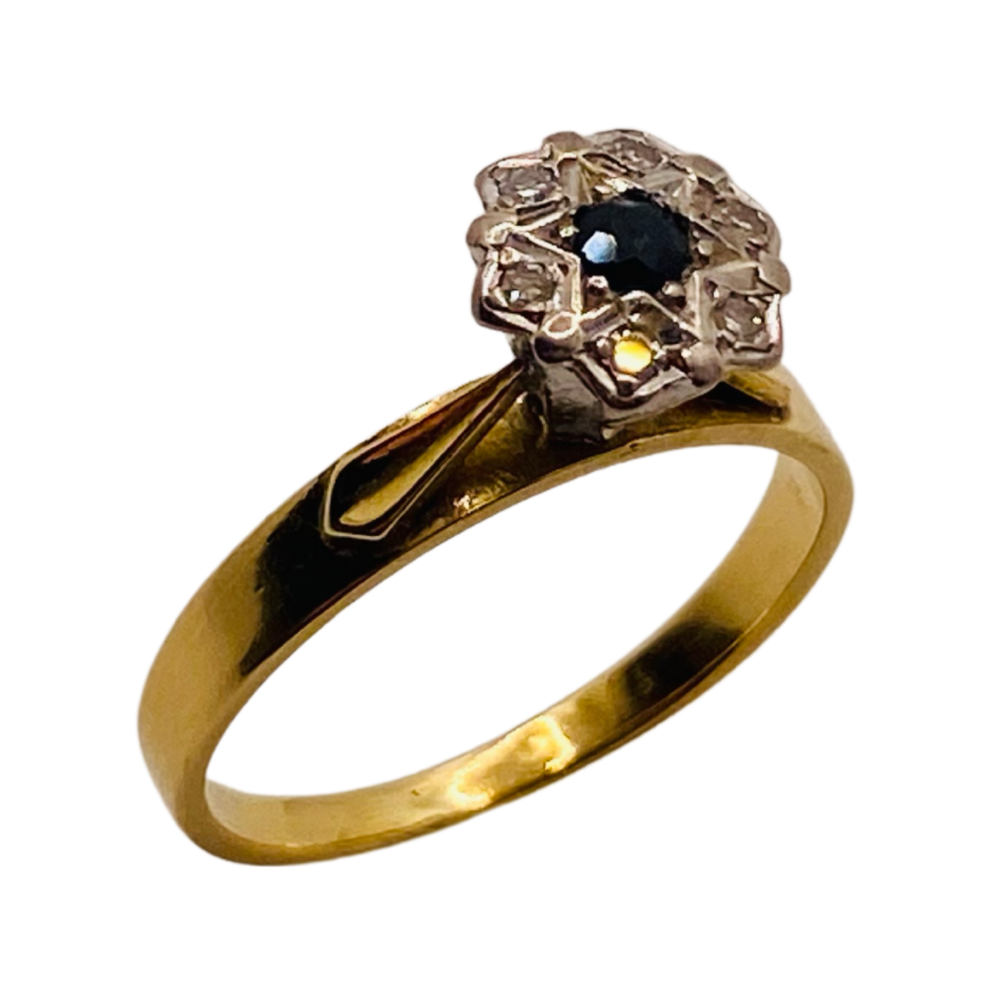 18ct Gold Diamond & Sapphire Daisy Ring