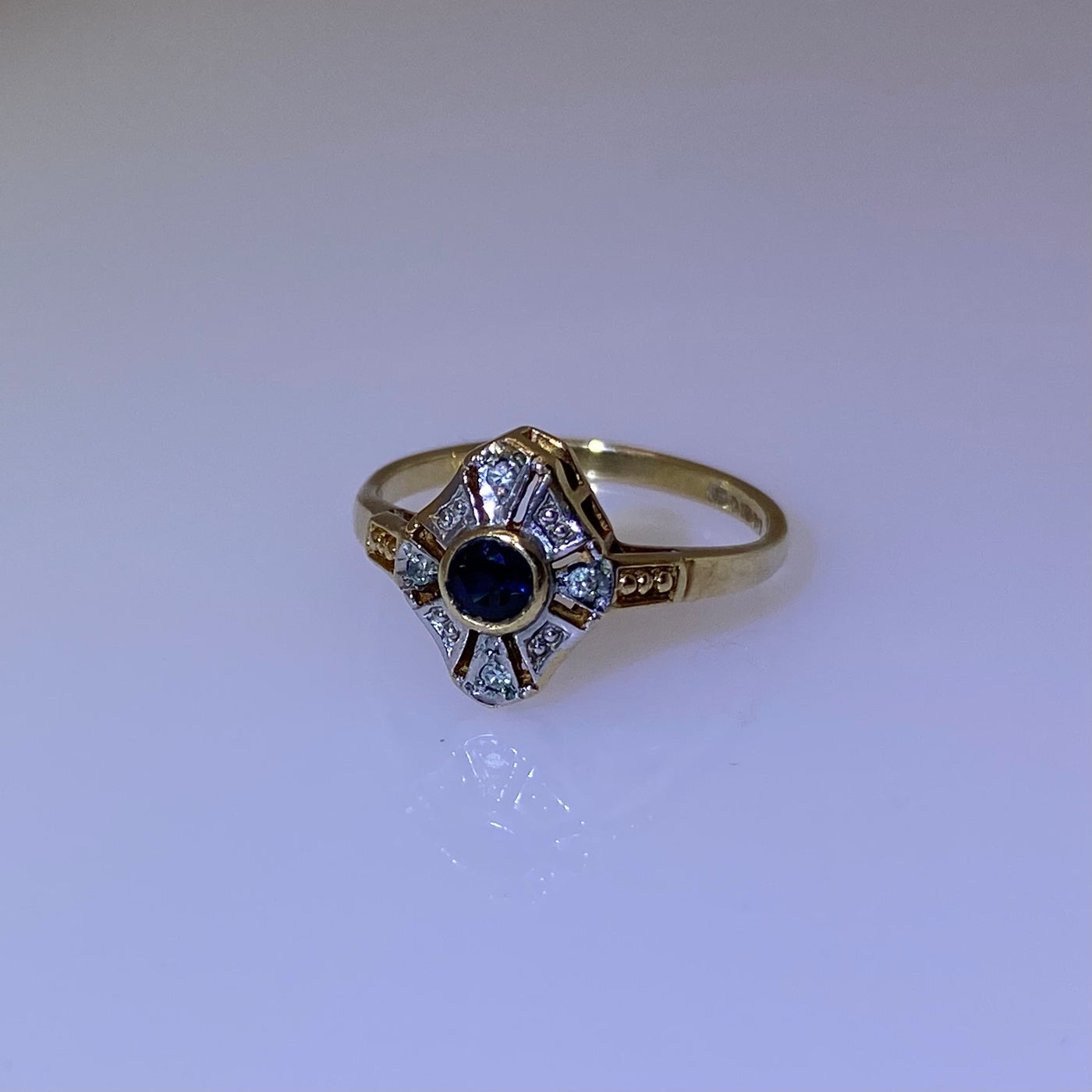 9ct Gold Sapphire & Diamond Art Deco Ring