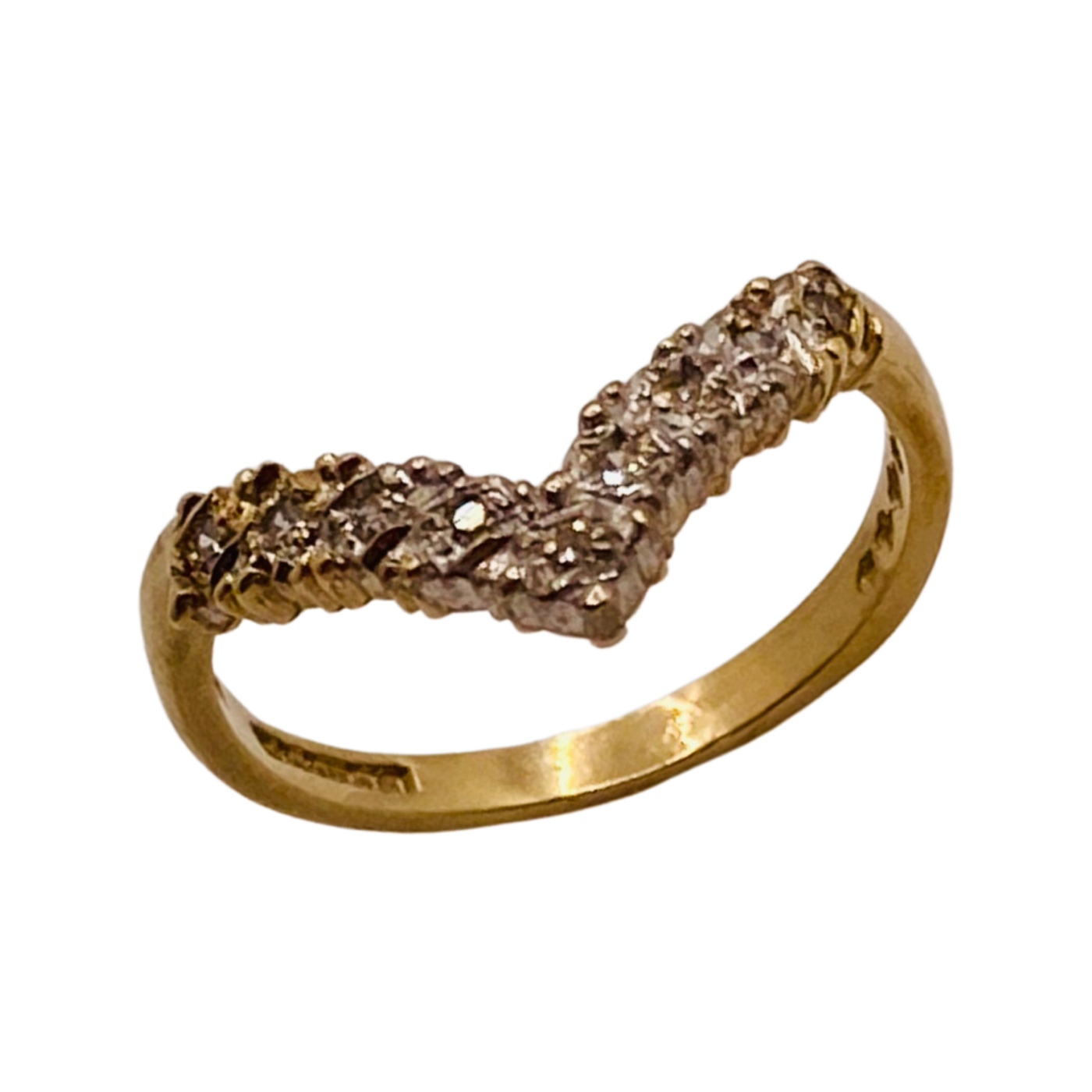 9ct Gold Diamond Wishbone Ring