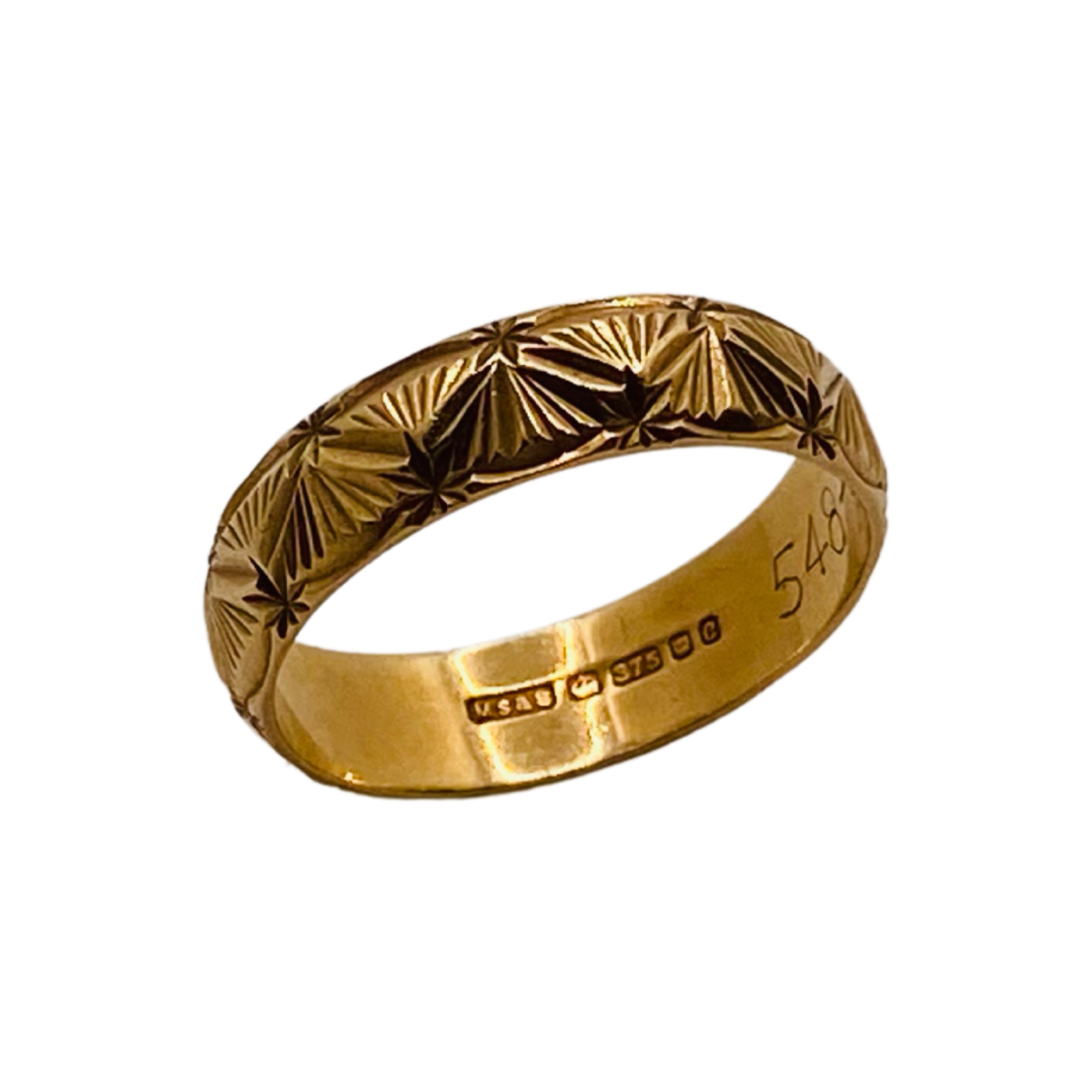 9ct Gold Starbust Fan Band Ring