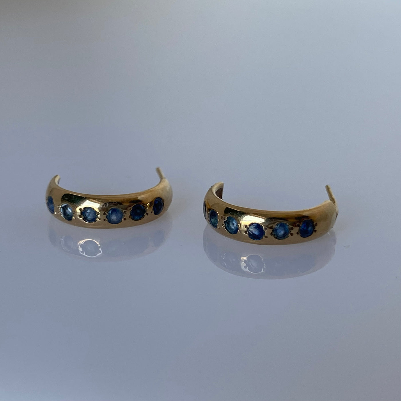 9ct Gold Sapphire Hoop Earrings