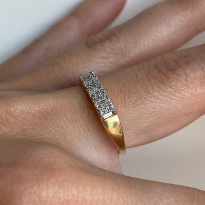 9ct Gold Multi Diamond Baguette Cut Ring