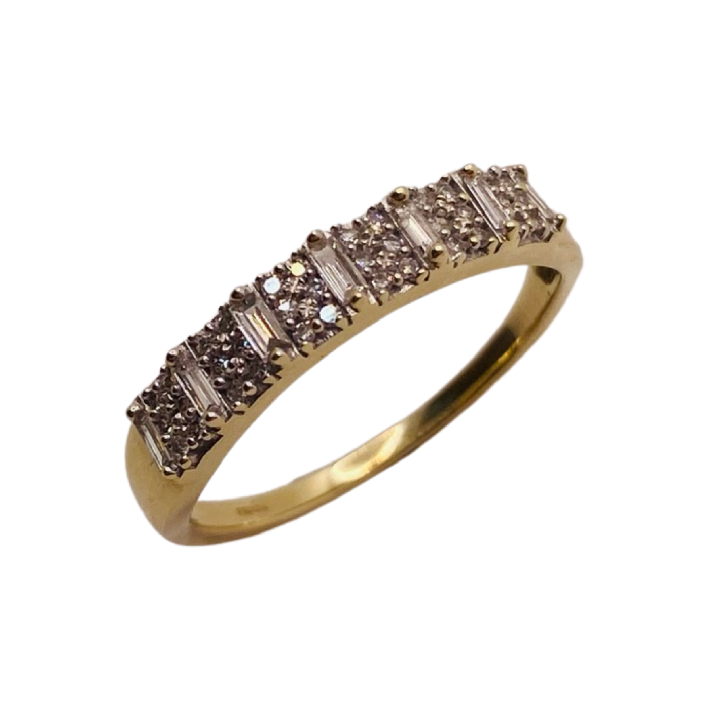 9ct Gold Multi Diamond Baguette Cut Ring