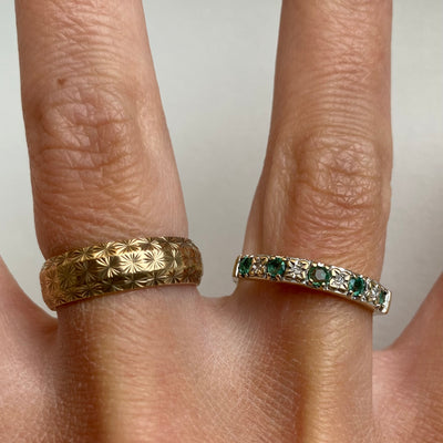 Emerald and Diamond 9ct Gold Half Eternity Ring