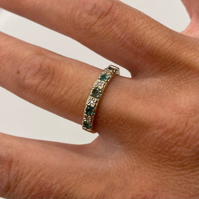 Emerald and Diamond 9ct Gold Half Eternity Ring