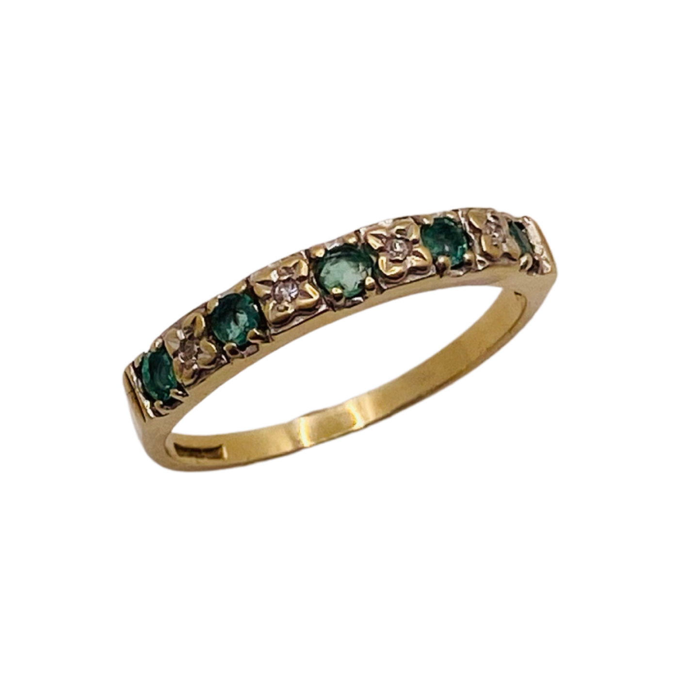 Emerald and Diamond 9ct Gold Half Eternity Ring – Golden Trove