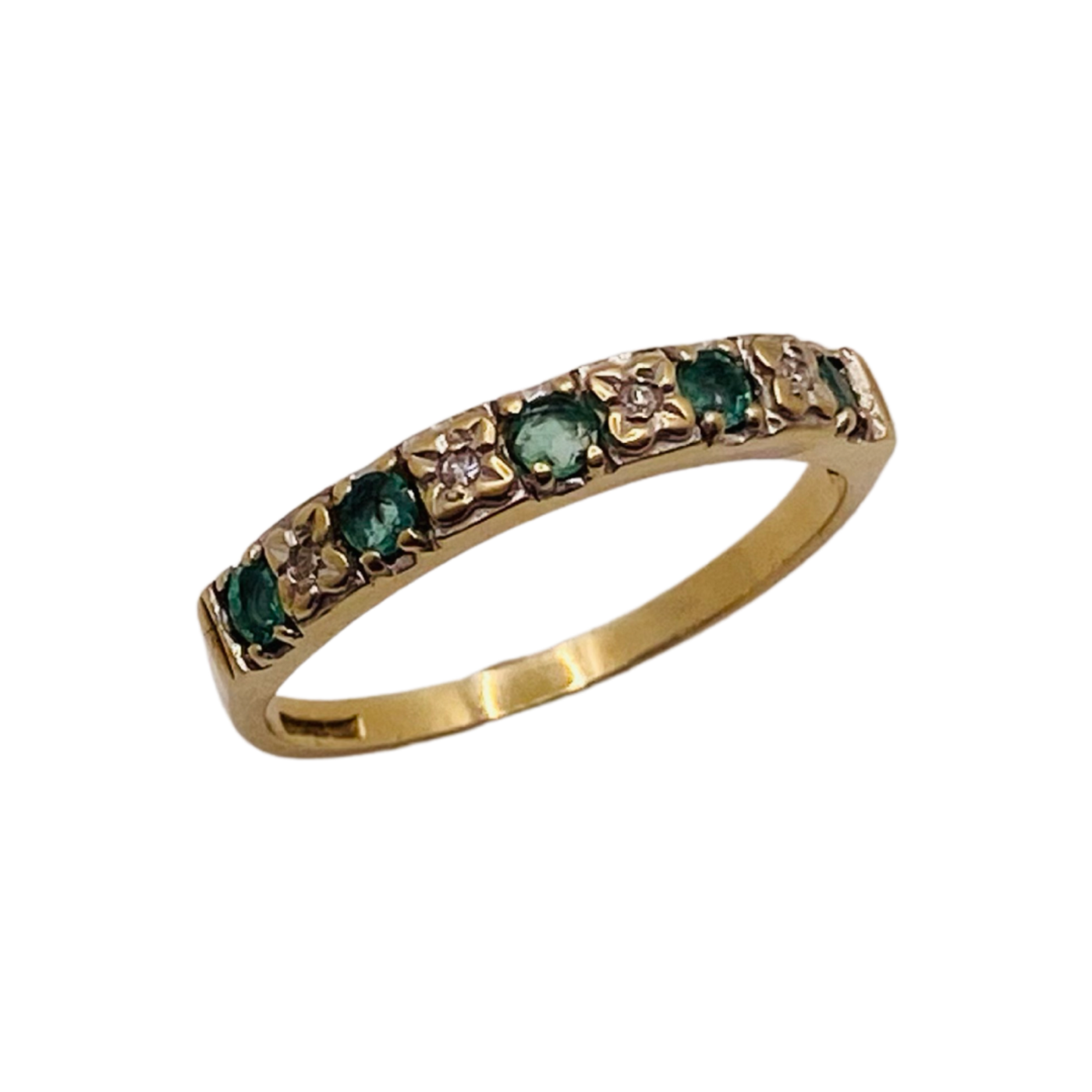 Emerald and Diamond 9ct Gold Half Eternity Ring