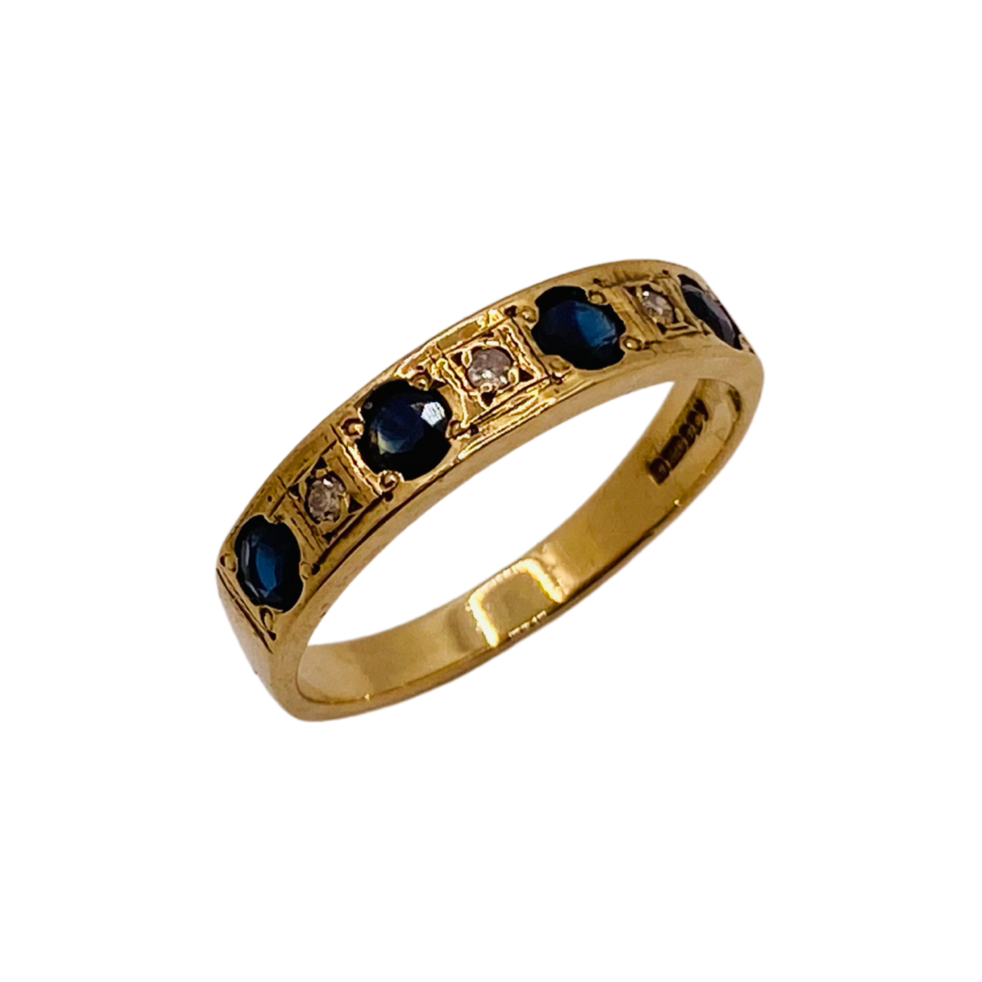 9ct Gold Sapphire & Diamonds Mosaic Ring