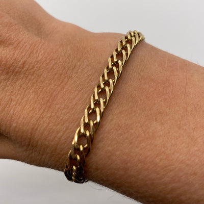 9ct Gold Double Flat Curb Link Bracelet