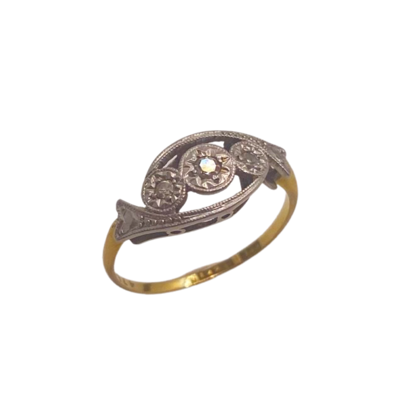 18ct Gold & Platinum Antique Art Deco Shooting Diamonds Ring