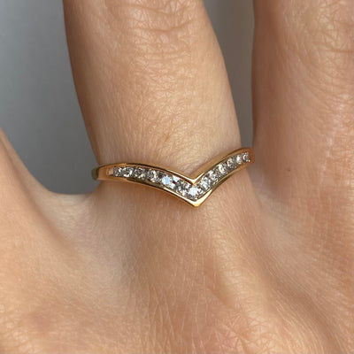 9ct Gold Diamond Wishbone Ring