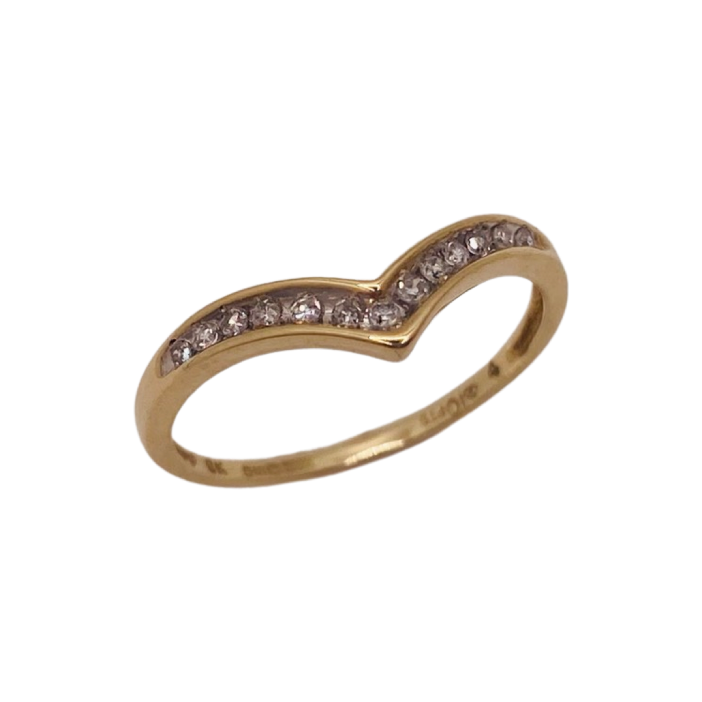 9ct Gold Diamond Wishbone Ring