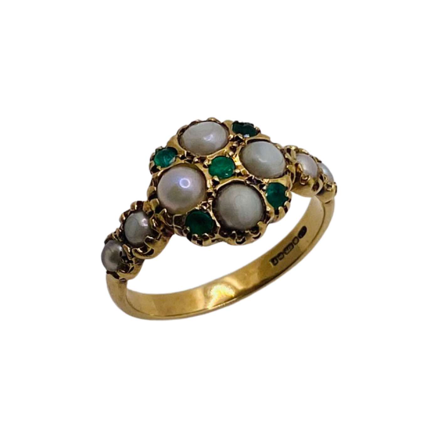 9ct Gold Emerald & Pearl Ring