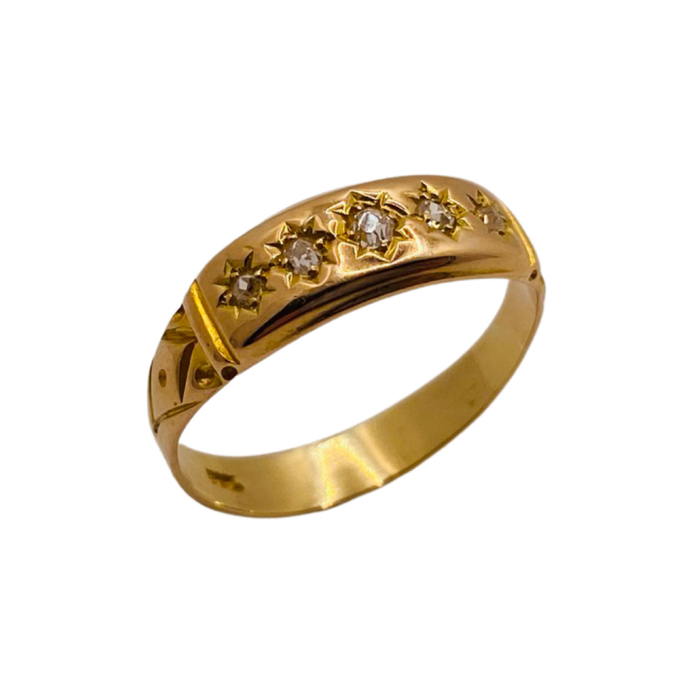 18ct Gold Antique Five Diamond Starburst Ring