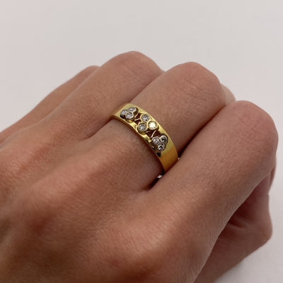 18ct Gold Diamond Trios Chunky Band