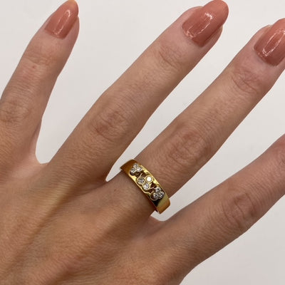 18ct Gold Diamond Trios Chunky Band