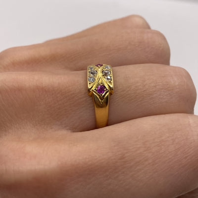 18ct Gold Antique Victorian Diamond and Ruby Ring