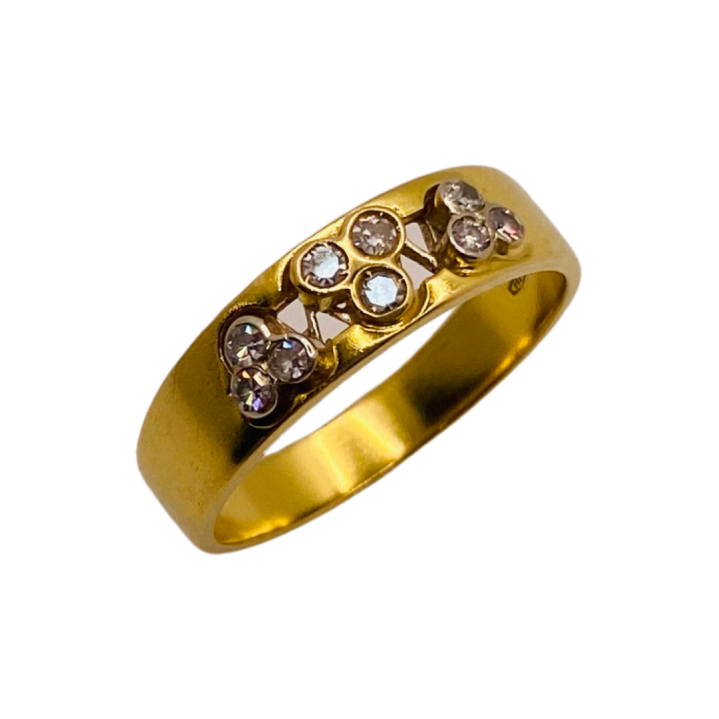 18ct Gold Diamond Trios Chunky Band