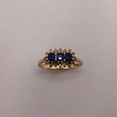 9ct Gold Sapphire & Diamond Triology Ring