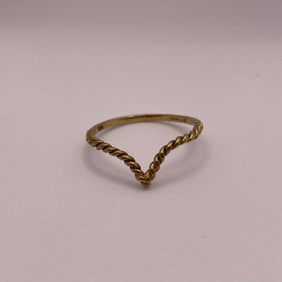 9ct Gold Twist Rope Wishbone Ring