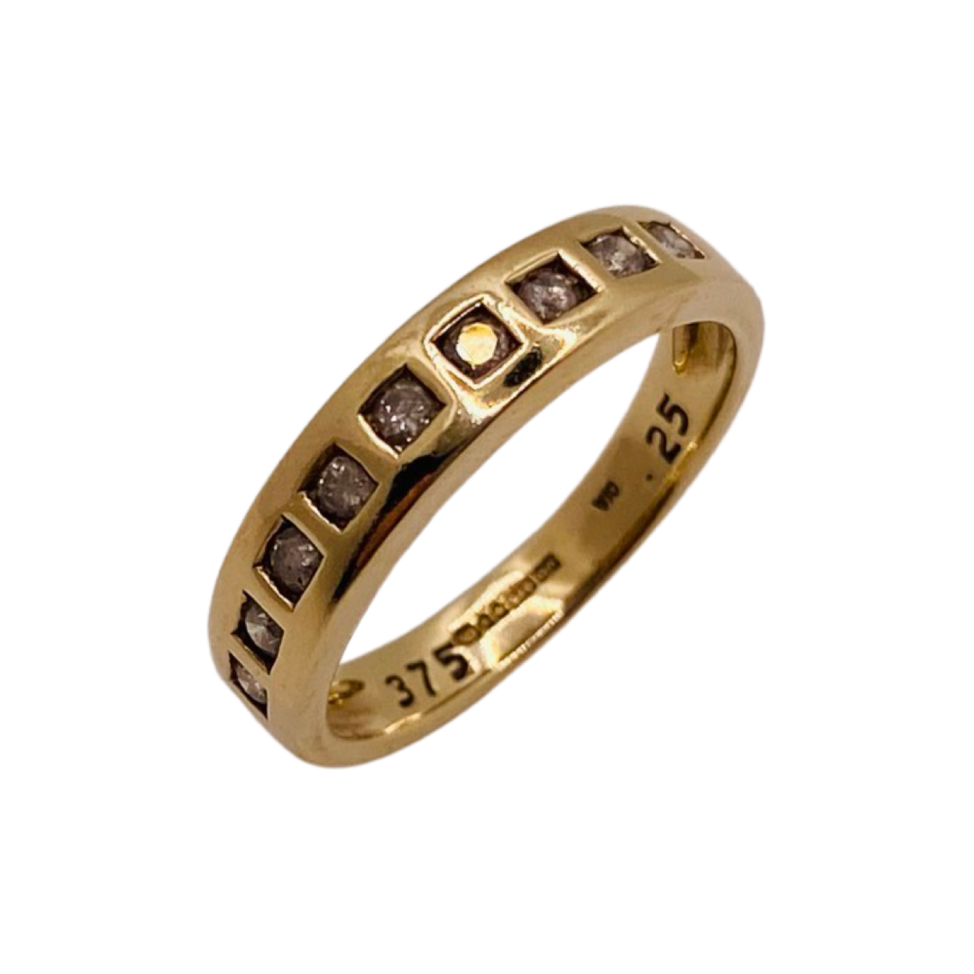 9ct Gold Half Eternity Square Setting Diamond Ring