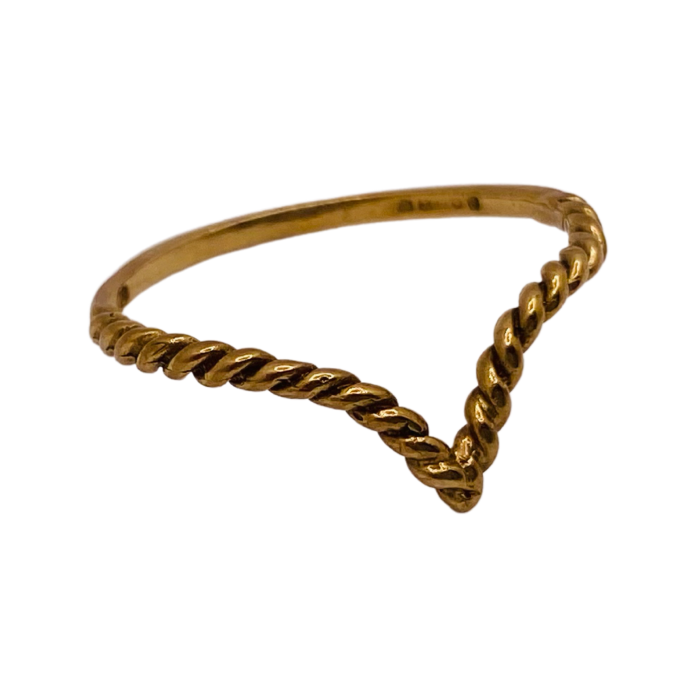 9ct Gold Twist Rope Wishbone Ring