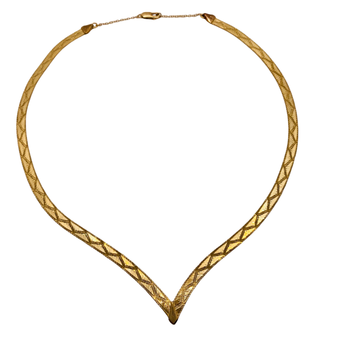 9ct Gold Herringbone Point Necklace