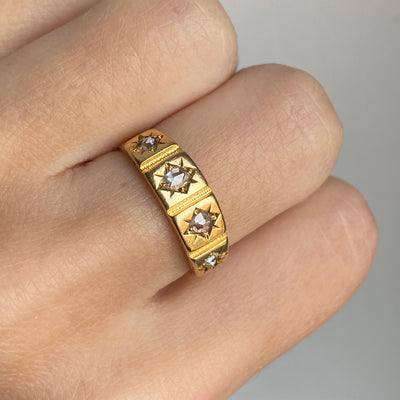 18ct Gold Victorian Rose Cut Diamond Starbust Ring