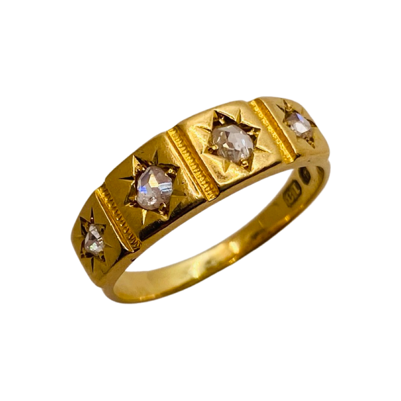 18ct Gold Victorian Rose Cut Diamond Starbust Ring