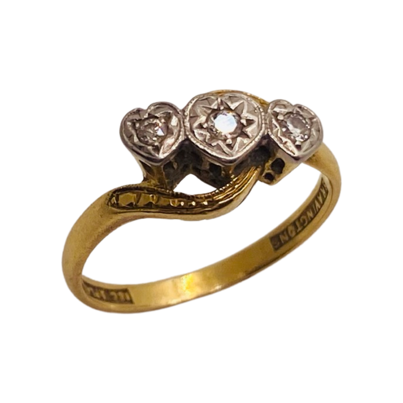 18ct Gold Vintage Trio Hearts Ring