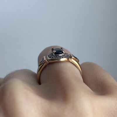 9ct Gold Sapphire Shapes and Diamond RIng