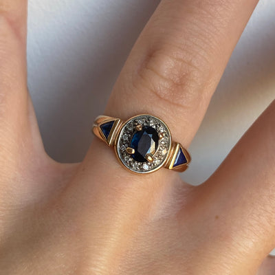 9ct Gold Sapphire Shapes and Diamond RIng