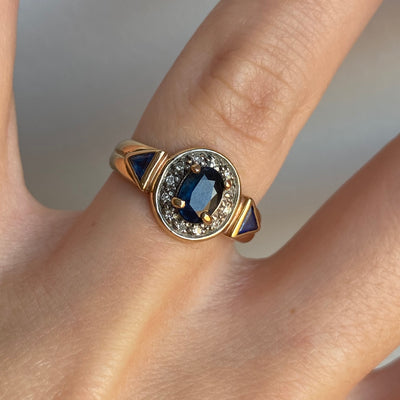 9ct Gold Sapphire Shapes and Diamond RIng