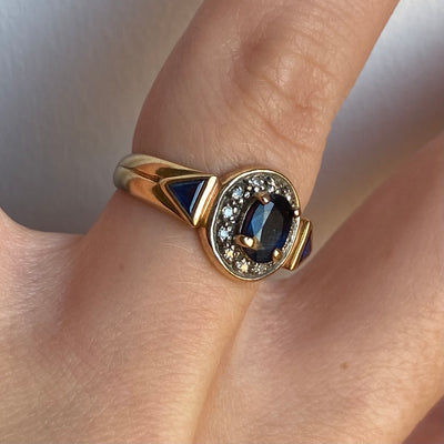 9ct Gold Sapphire Shapes and Diamond RIng