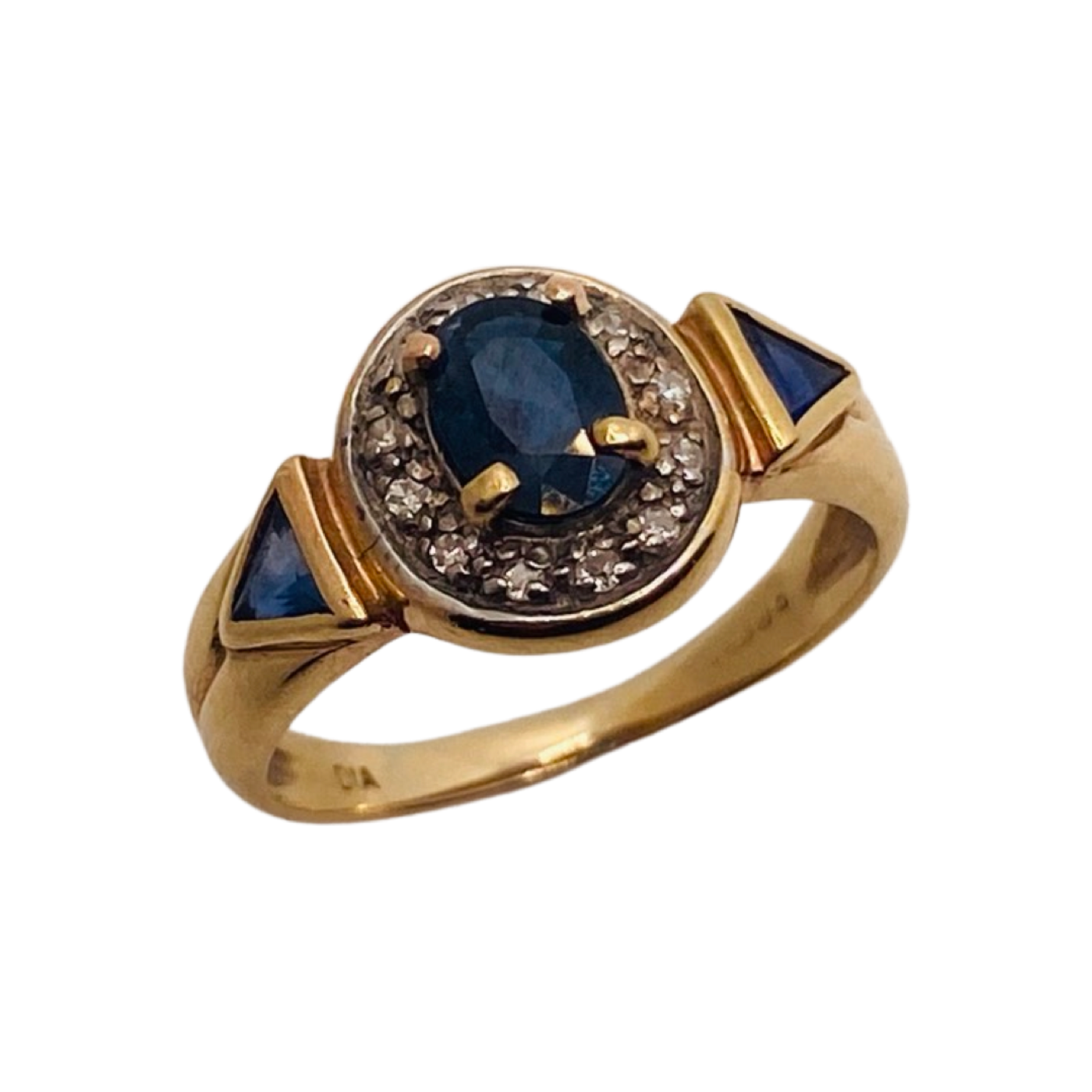 9ct Gold Sapphire Shapes and Diamond RIng