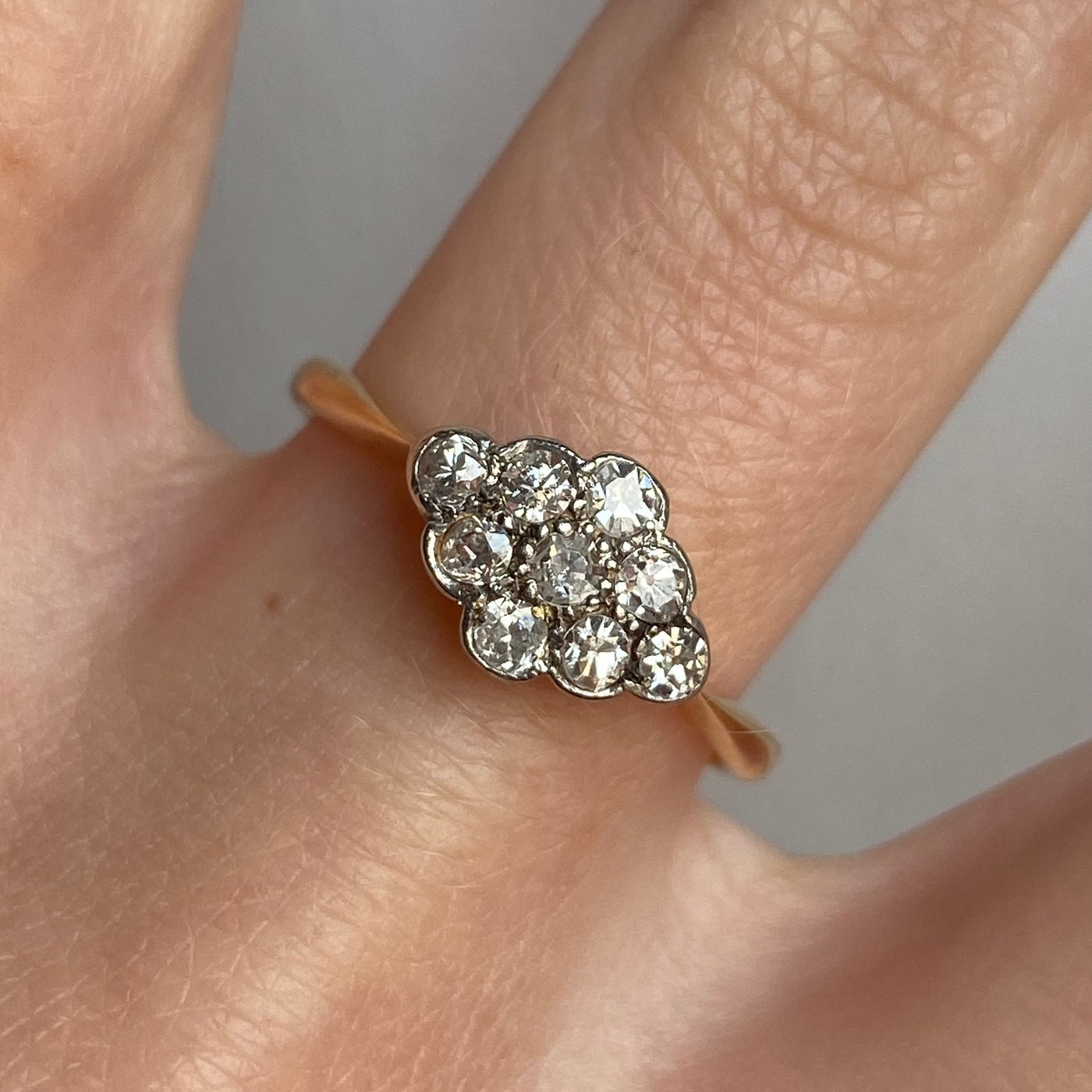 18ct Gold Old Cut Diamond Cloud Cluster Ring