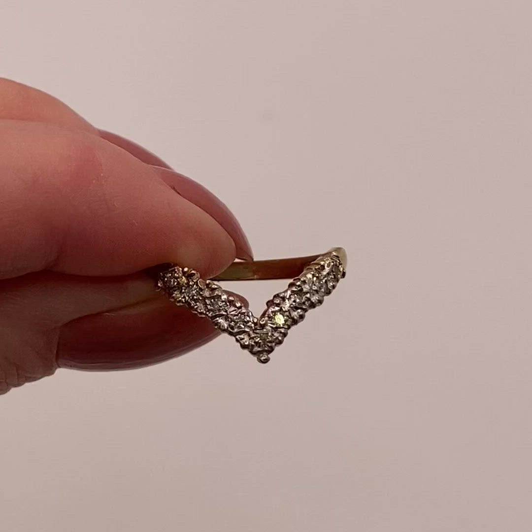 9ct Gold Diamond Wishbone Ring