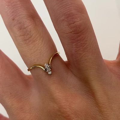 9ct Gold 3 Diamond Wishbone Ring