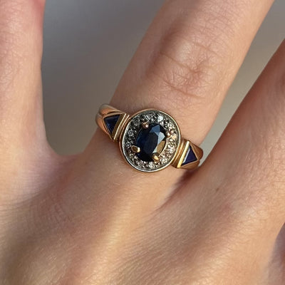 9ct Gold Sapphire Shapes and Diamond RIng