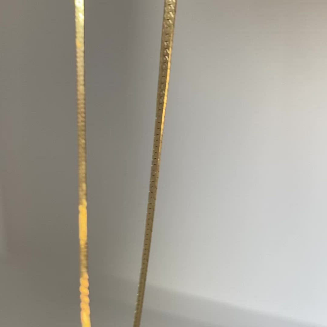 9ct Gold Molten Herringbone Chain Necklace